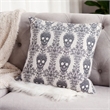 Ary Square Throw Pillow- Black and White Gothic Damask Skull Design- 20 Inch