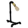 Desk Lamp- Industrial Pipe Style w Steampunk Design- Matte Black Metal