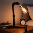 Desk Lamp- Industrial Pipe Style w Steampunk Design- Matte Black Metal