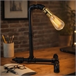 Desk Lamp- Industrial Pipe Style w Steampunk Design- Matte Black Metal