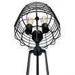 Emon 3 Bulb Table Lamp w USB- Black Metal Industrial Cage Shade