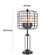 Emon 3 Bulb Table Lamp w USB- Black Metal Industrial Cage Shade