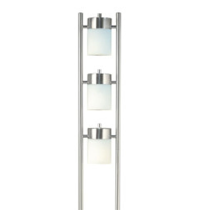 Floor Lamp with 3 Frosted White Shades- 65 Inch Chrome Dual Pole Body