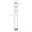 Floor Lamp with 3 Frosted White Shades- 65 Inch Chrome Dual Pole Body