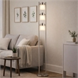 Floor Lamp with 3 Frosted White Shades- 65 Inch Chrome Dual Pole Body