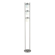 Floor Lamp with 3 Frosted White Shades- 65 Inch Chrome Dual Pole Body