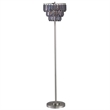 Floor Lamp with 3 Tier Smoke Gray Crystal Shade- 61 Inch Chrome Metal
