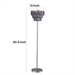 Floor Lamp with 3 Tier Smoke Gray Crystal Shade- 61 Inch Chrome Metal