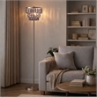 Floor Lamp with 3 Tier Smoke Gray Crystal Shade- 61 Inch Chrome Metal