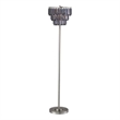 Floor Lamp with 3 Tier Smoke Gray Crystal Shade- 61 Inch Chrome Metal