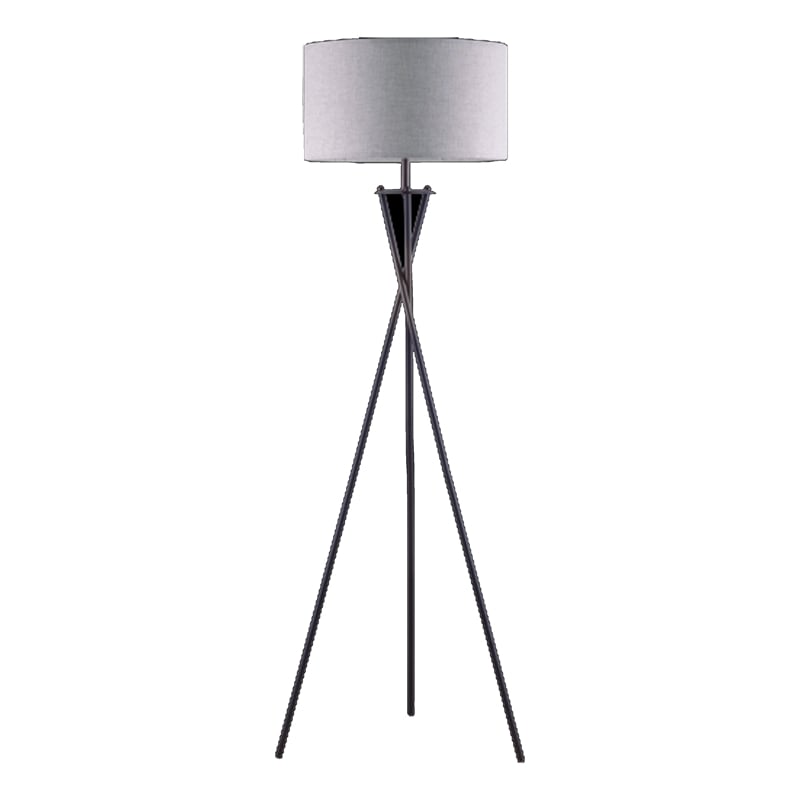 Floor Lamp with Beige Drum Shade- 65 Inch Bronze Metal Tripod Base