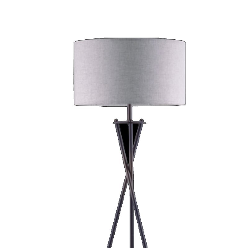 Floor Lamp with Beige Drum Shade- 65 Inch Bronze Metal Tripod Base