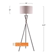 Floor Lamp with Beige Drum Shade- 65 Inch Bronze Metal Tripod Base