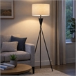 Floor Lamp with Beige Drum Shade- 65 Inch Bronze Metal Tripod Base