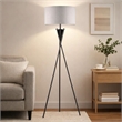 Floor Lamp with Beige Drum Shade- 65 Inch Bronze Metal Tripod Base