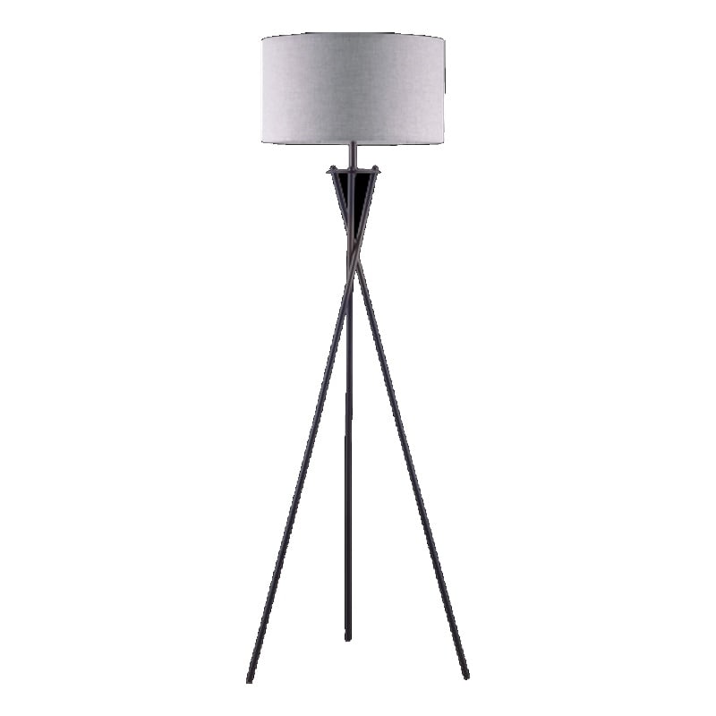 Floor Lamp with Beige Drum Shade- 65 Inch Bronze Metal Tripod Base