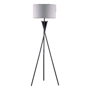 Floor Lamp with Beige Drum Shade- 65 Inch Bronze Metal Tripod Base