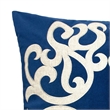 Dery Throw Pillow- Vintage Vine Accented Indigo Velvet- 20 Inch Square