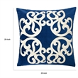 Dery Throw Pillow- Vintage Vine Accented Indigo Velvet- 20 Inch Square