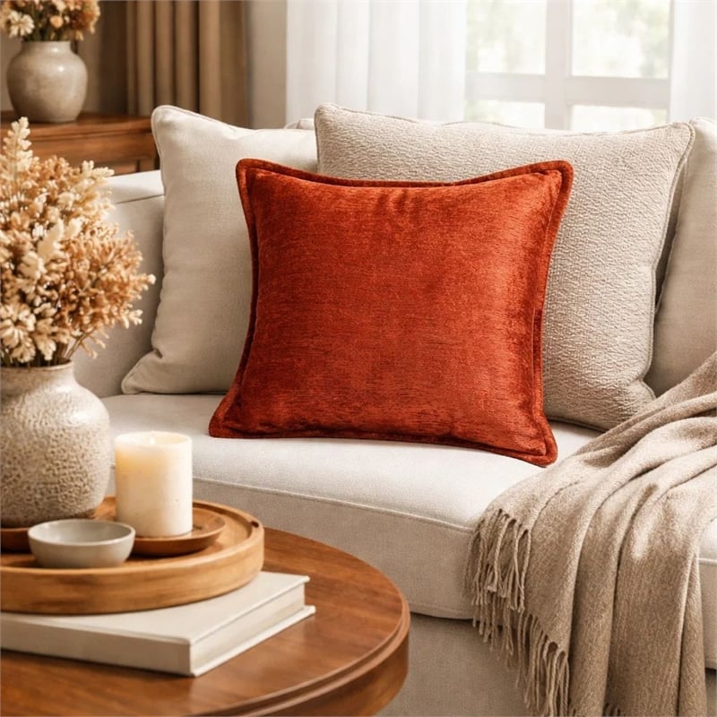 Dey Throw Pillow Cover- Rose Copper Brown Velvet Luxe Shine- 20 Inch Square