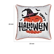 Halloween Pumpkin Witch Embroidered Throw Pillow Cover- Gray 20 Inch Square