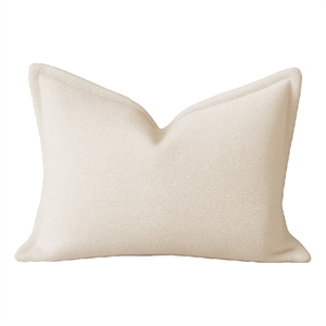 Hez Lumbar Throw Pillow- Flexible Ivory Fabric with Tailored Edges- 16x24