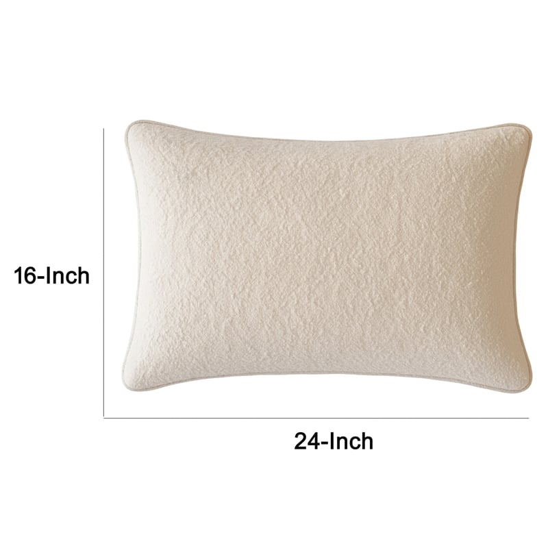 Hez Lumbar Throw Pillow- Plush Ivory Textured Fabric- 16x24 Rectangular