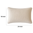 Hez Lumbar Throw Pillow- Plush Ivory Textured Fabric- 16x24 Rectangular