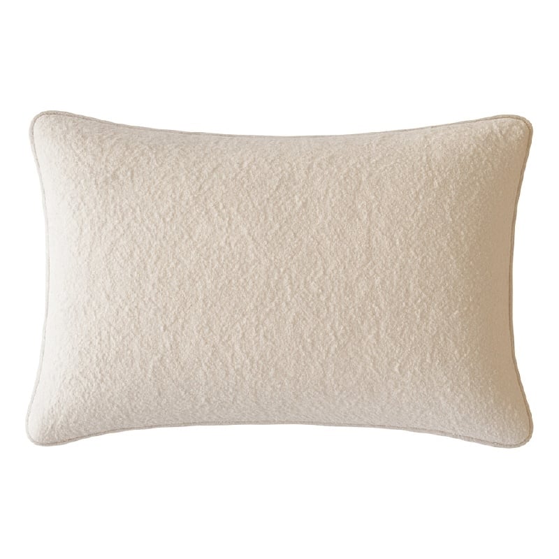 Hez Lumbar Throw Pillow- Plush Ivory Textured Fabric- 16x24 Rectangular