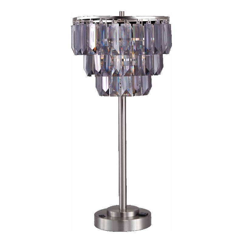 Lesy Accent Table Lamp- 28 Inch- Smoke Gray Crystal Shade- Metal Base