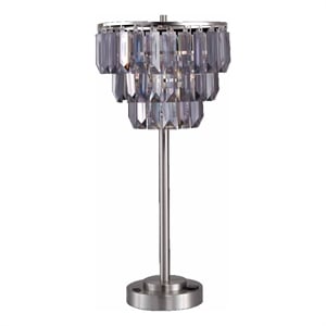 Lesy Accent Table Lamp- 28 Inch- Smoke Gray Crystal Shade- Metal Base