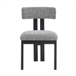 Dining Side Chair Set of 2- Curved Back- Black Metal Legs- White Fabric