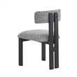 Dining Side Chair Set of 2- Curved Back- Black Metal Legs- White Fabric