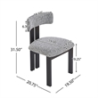 Dining Side Chair Set of 2- Curved Back- Black Metal Legs- White Fabric