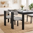 Dining Side Chair Set of 2- Curved Back- Black Metal Legs- White Fabric