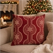 Rola Square Throw Pillow- Geometric Snowflake Embroidery- Red Velvet 20 Inch