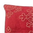 Rola Square Throw Pillow- Gold Snowflake Embroidery- Red Velvet 20 Inch