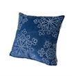 Rola Square Throw Pillow- Silver Snowflake Embroidery- Blue Velvet 20 Inch