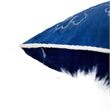 Rola Square Throw Pillow- Silver Snowflake Embroidery- Blue Velvet 20 Inch