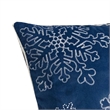 Rola Square Throw Pillow- Silver Snowflake Embroidery- Blue Velvet 20 Inch