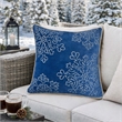 Rola Square Throw Pillow- Silver Snowflake Embroidery- Blue Velvet 20 Inch