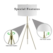 Simi Floor Lamp- Adjustable Tripod- White Linen Shade- Nickel Metal