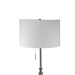 Simi Floor Lamp- Adjustable Tripod- White Linen Shade- Nickel Metal