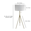 Simi Floor Lamp- Adjustable Tripod- White Linen Shade- Nickel Metal