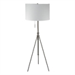Simi Floor Lamp- Adjustable Tripod- White Linen Shade- Nickel Metal