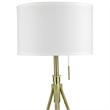 Simi Table Lamp- Adjustable Tripod- White Linen Shade- Gold Metal