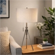 Simi Table Lamp- Adjustable Tripod- White Linen Shade- Nickel Metal