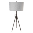 Simi Table Lamp- Adjustable Tripod- White Linen Shade- Nickel Metal