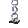 Table Lamp Set of 2- Brown Fabric Shades- 3 Ring Design- Silver Metal