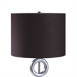 Table Lamp Set of 2- Brown Fabric Shades- 3 Ring Design- Silver Metal